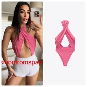 Zara Pink Cut Out Bodysuit Size Small NWT New